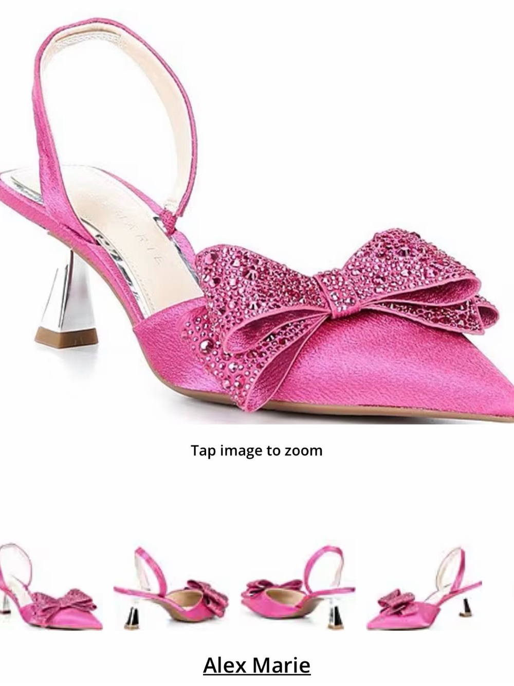 Alex Marie Hot Pink Jeweled Bow Slingback Heels